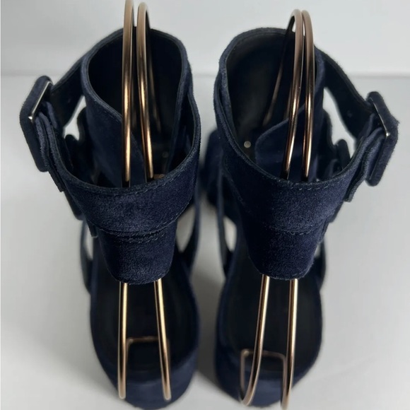 Rag & Bone Madison CutOut Navy Blue Suede Block Heel Sandal EUR 38 - Picture 5 of 9